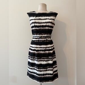 Dress Barn Black and White Patterned Midi Sheath Dress